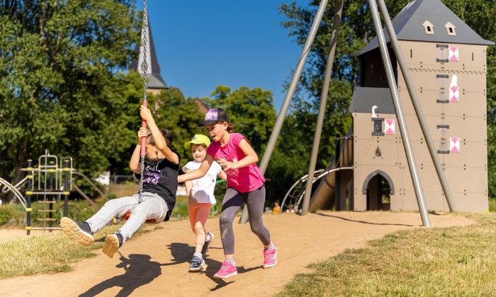 In Monheim am Rhein warten jede Menge Spielplätze darauf, entdeckt zu werden. © T. Kögler